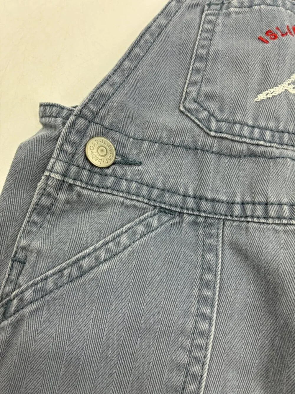 Baby GAP Island Surplus Co. Denim Short Overalls Romper 6-12 Months Blue Cotton